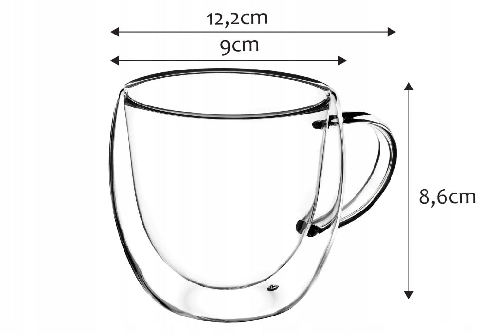 KADAX Tazza in Vetro con Manico Doppia Parete 250ml 2 pz