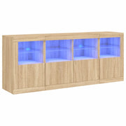 Credenza | Madia | Buffet da pranzo | Armadio da pranzo con Luci LED Rovere Sonoma 163x37x67 cm