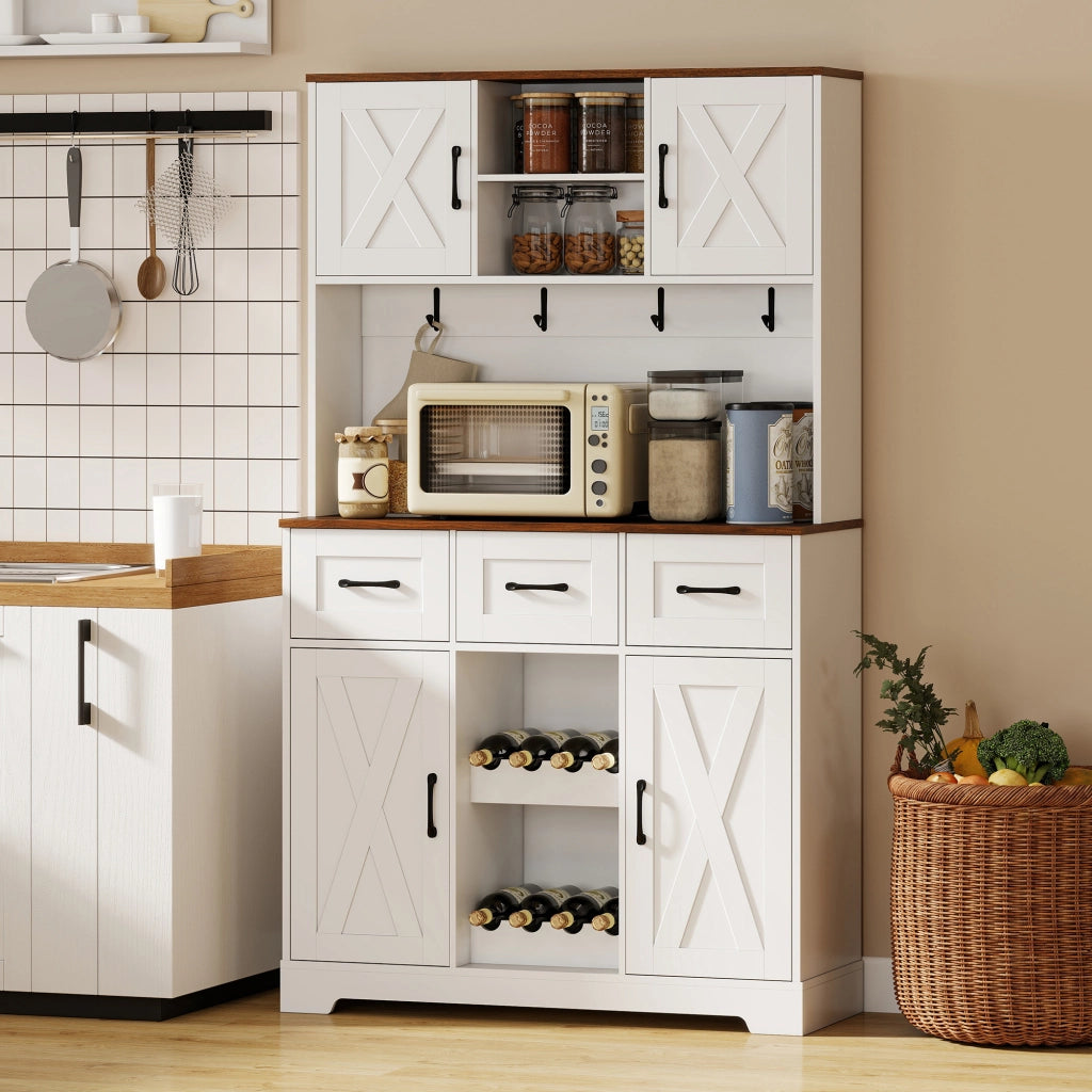 Armadio Cucina con Porte e Cassetti ¨C zephmum ¨C Bianco 100x38x172 cm