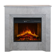 Camino elettrico caminetto da terra BELLINI in legno effetto Marmo Bianco Made in Italy L96 x P35 x H96