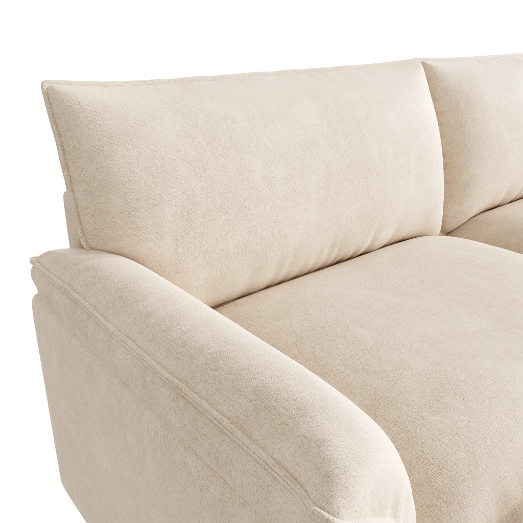 Divano modulare con pouf mobile e vano contenitore, colore beige