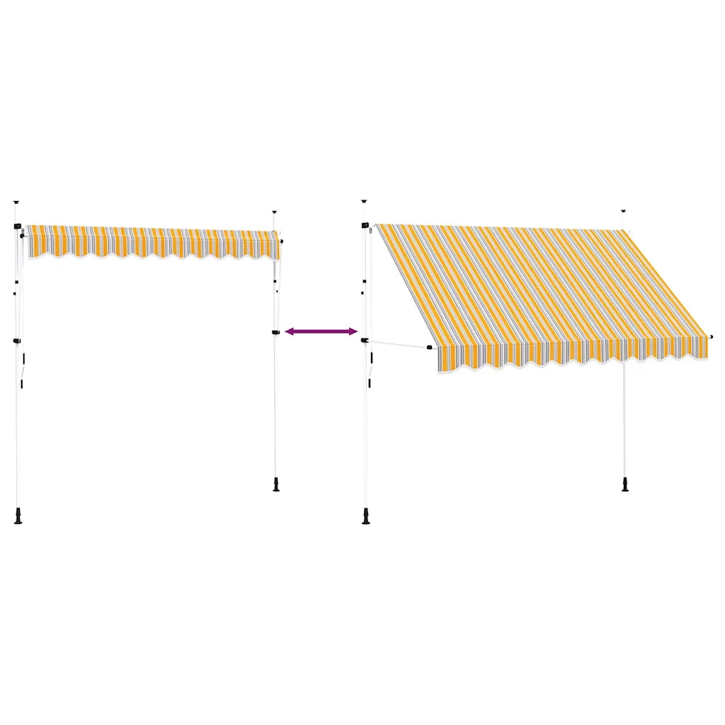 Tenda da Sole Retrattile Manuale 300 cm a Strisce Blu e Gialle 43228