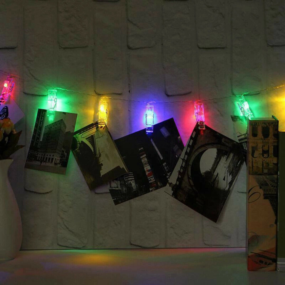 Trade Shop - Catena Luminosa 10 Mollette Led Ghirlanda Stringa Per Appendere Foto Multicolor -