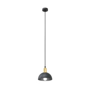 Sospensione 1 Luce Idunn In Acciaio Nero E Oro Diffusore A Cupola