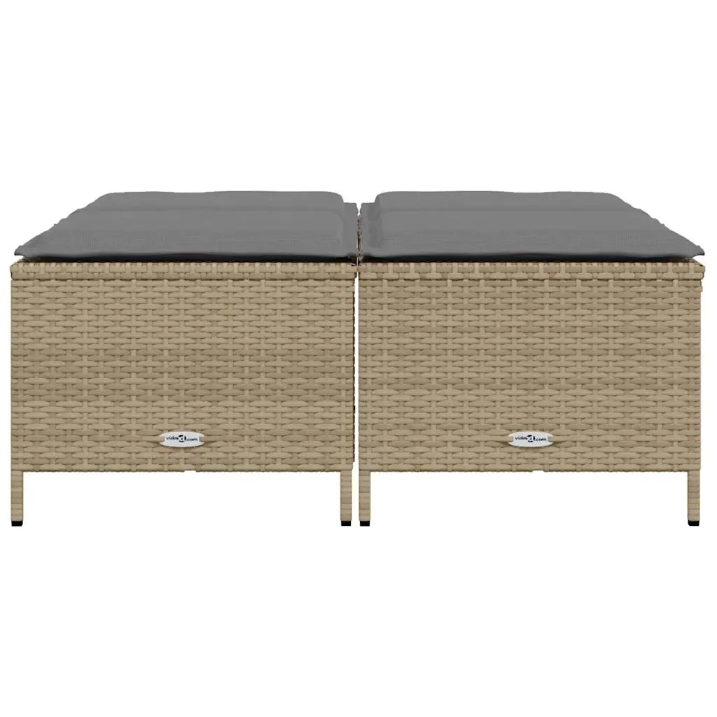 Sgabelli da Giardino con Cuscini 4 pz Beige in Polyrattan