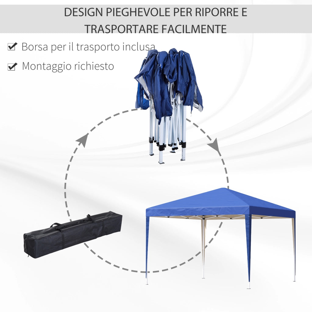 Gazebo 3x3 m in Acciaio e Tessuto Oxford con Picchetti, Funi e Borsa da Trasporto, Blu
