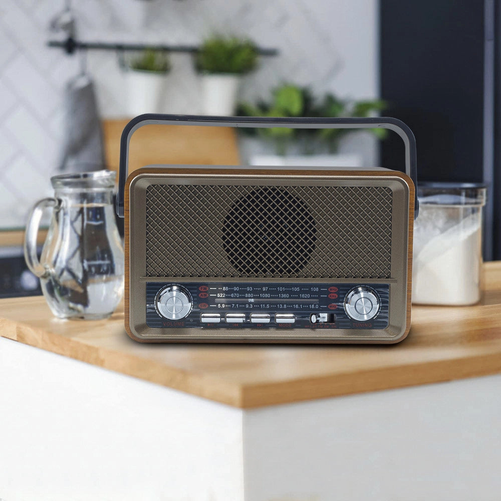 Trade Shop - Radio Fm Retro Wireless Altoparlante Mp3 Portatile Bluetooth Usb Aux Tf Q-sy500 -