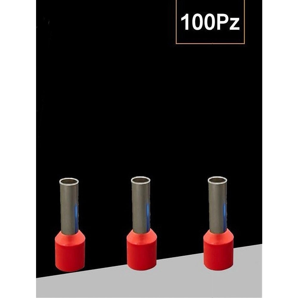 Trade Shop - Confezione 100pz Tubetto Capicorda Isolato Per Cavi Da 4 Mm² Terminale 9mm E4009 -