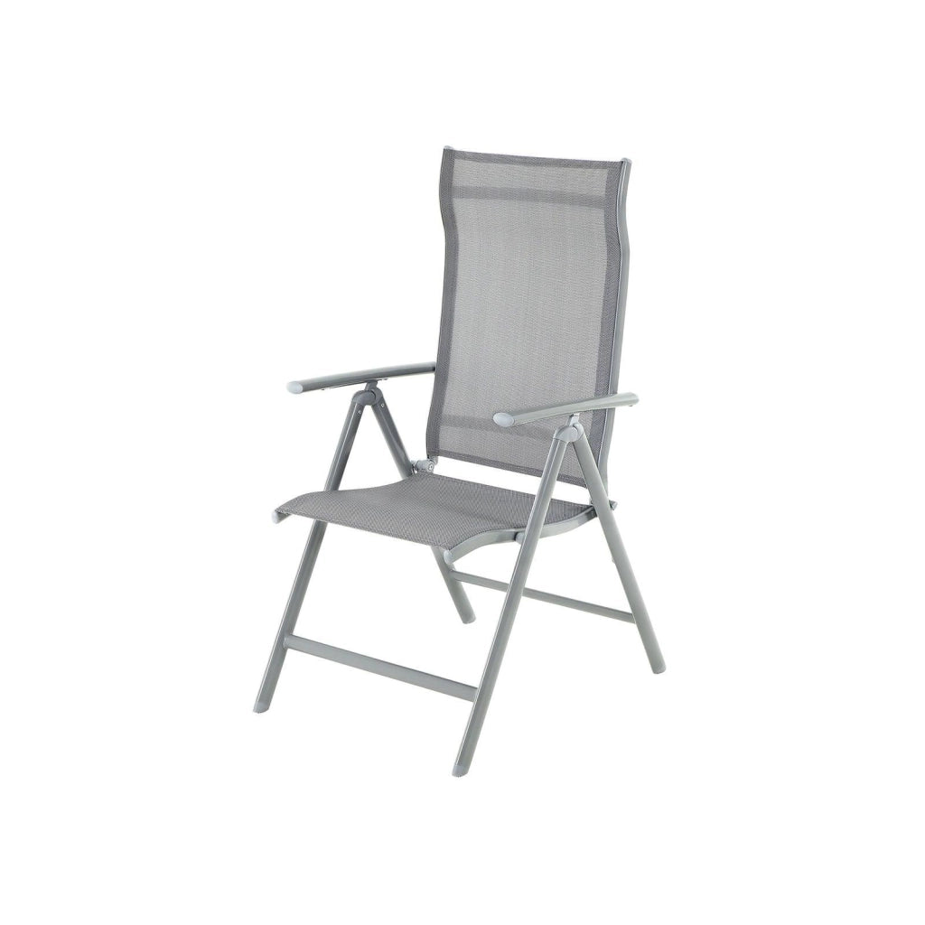 Sedia da giardino pieghevole seduta da esterno robusto telaio in alluminio schienale regolabile in 8 posizioni capacità di carico 150 kg grigio 12_0001680