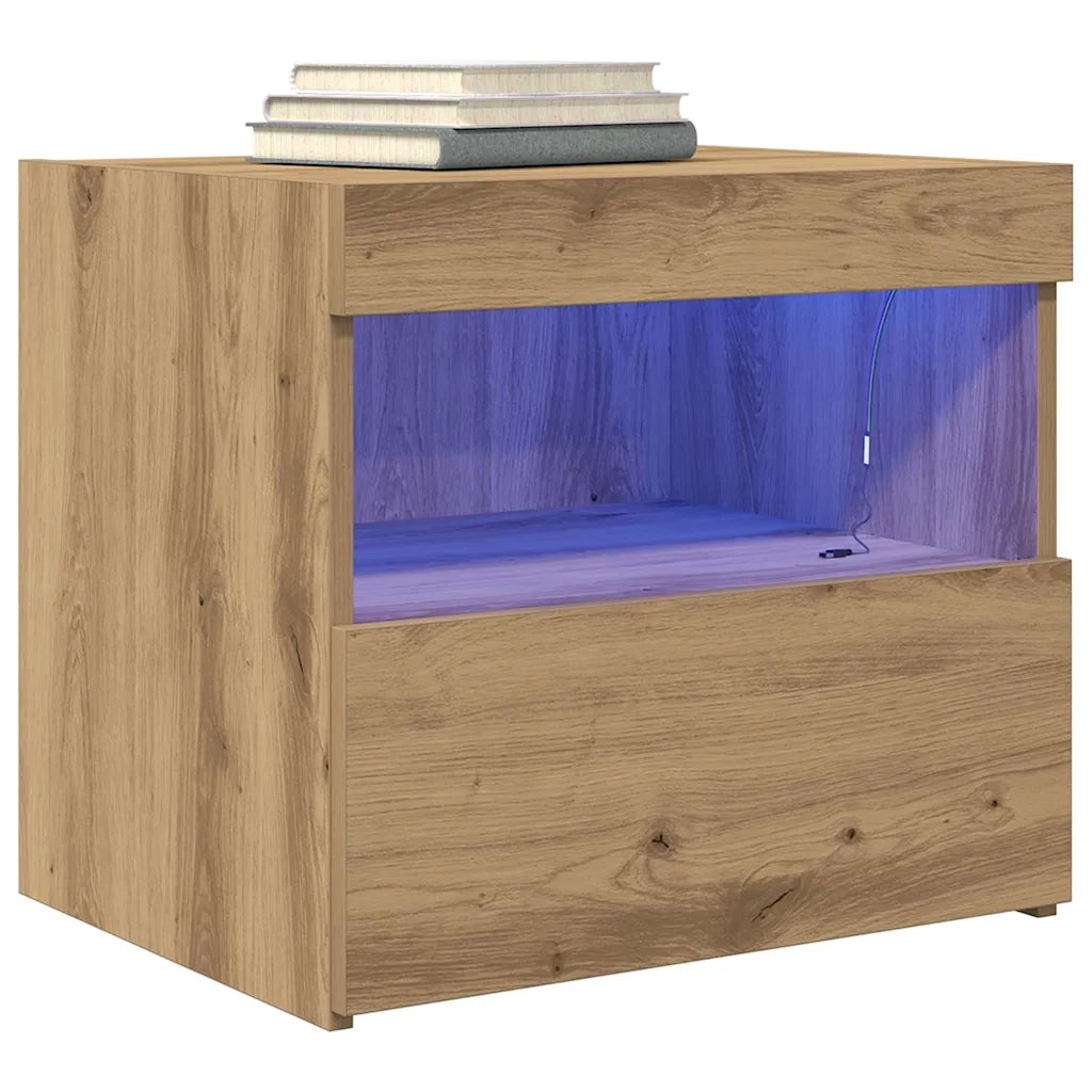 Set di 2 Comodini | Armadio da Notte | Mobiletto da notte Rovere artigianale 50 x 40 x 45 cm