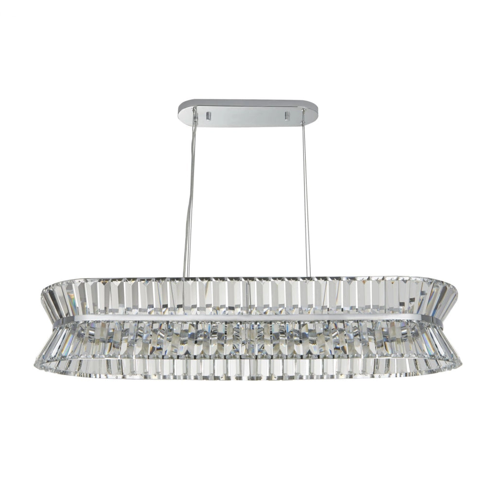 Uptown 10Lt Oval Pendant - Metallo cromato e cristallo trasparente