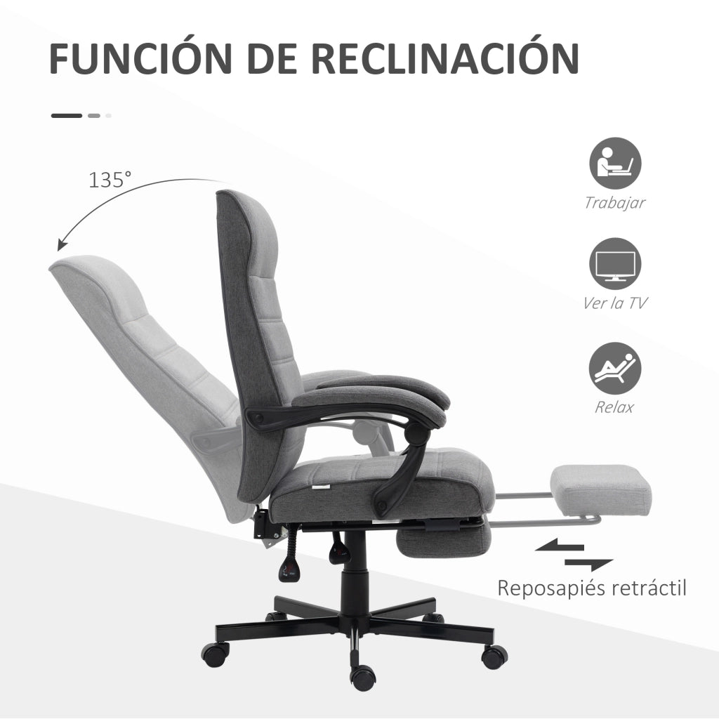 Sedia da Ufficio Reclinabile con Altezza Regolabile Braccioli e Poggiapiedi Retraibile ¨C Xylo ¨C Grigio