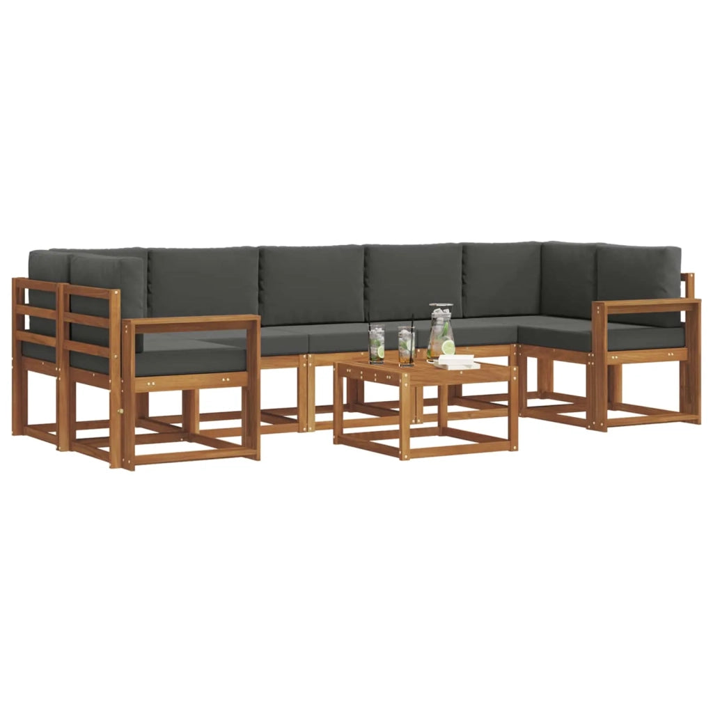 Set di divani da esterno con cuscino 8 pcs Naturale e Antracite