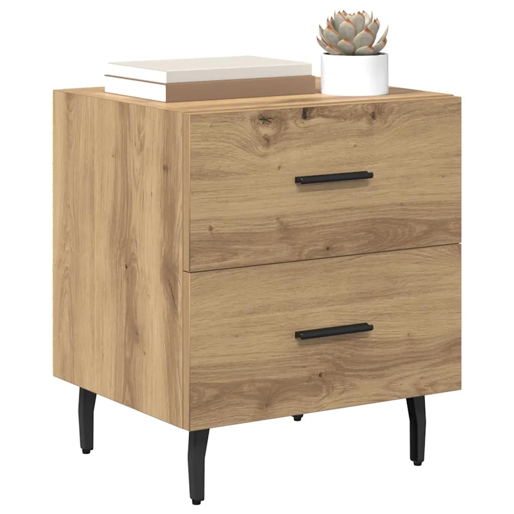 Set di 2 Comodini | Armadio da Notte | Mobiletto da notte Rovere artigianale 40 x 35 x 47,5 cm
