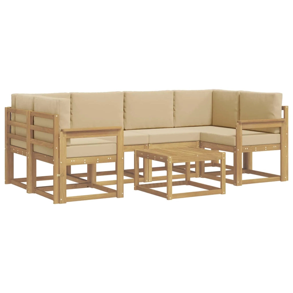 Set di divani da esterno con cuscino 7 pcs Bianco e Beige 3387307