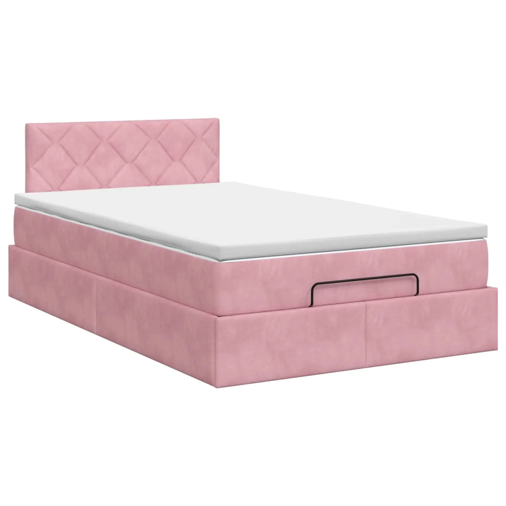 Letto ottomano con materasso Rosa 120 x 190 cm Velluto 3456620