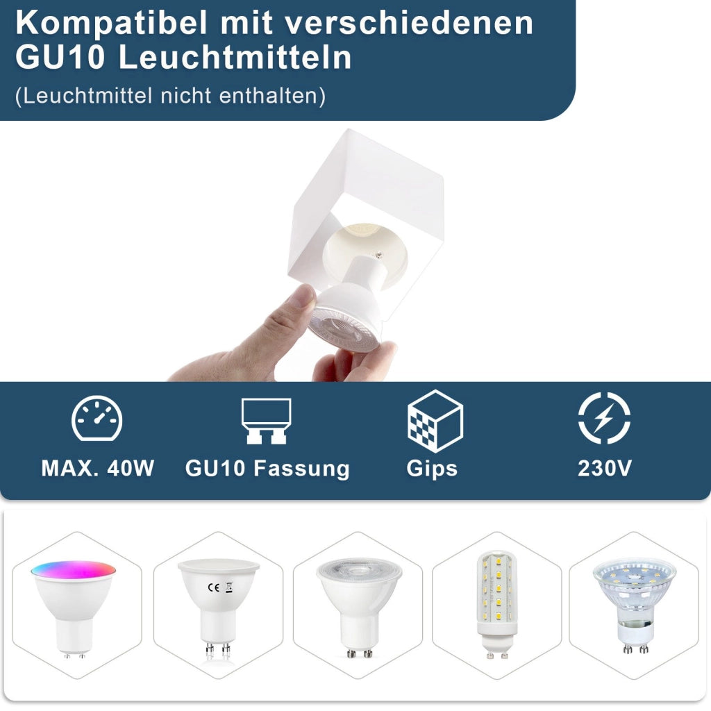 ZMH Lampada da soffitto plafoniera LED bianca GU10 faretto da incasso per soggiorno interno