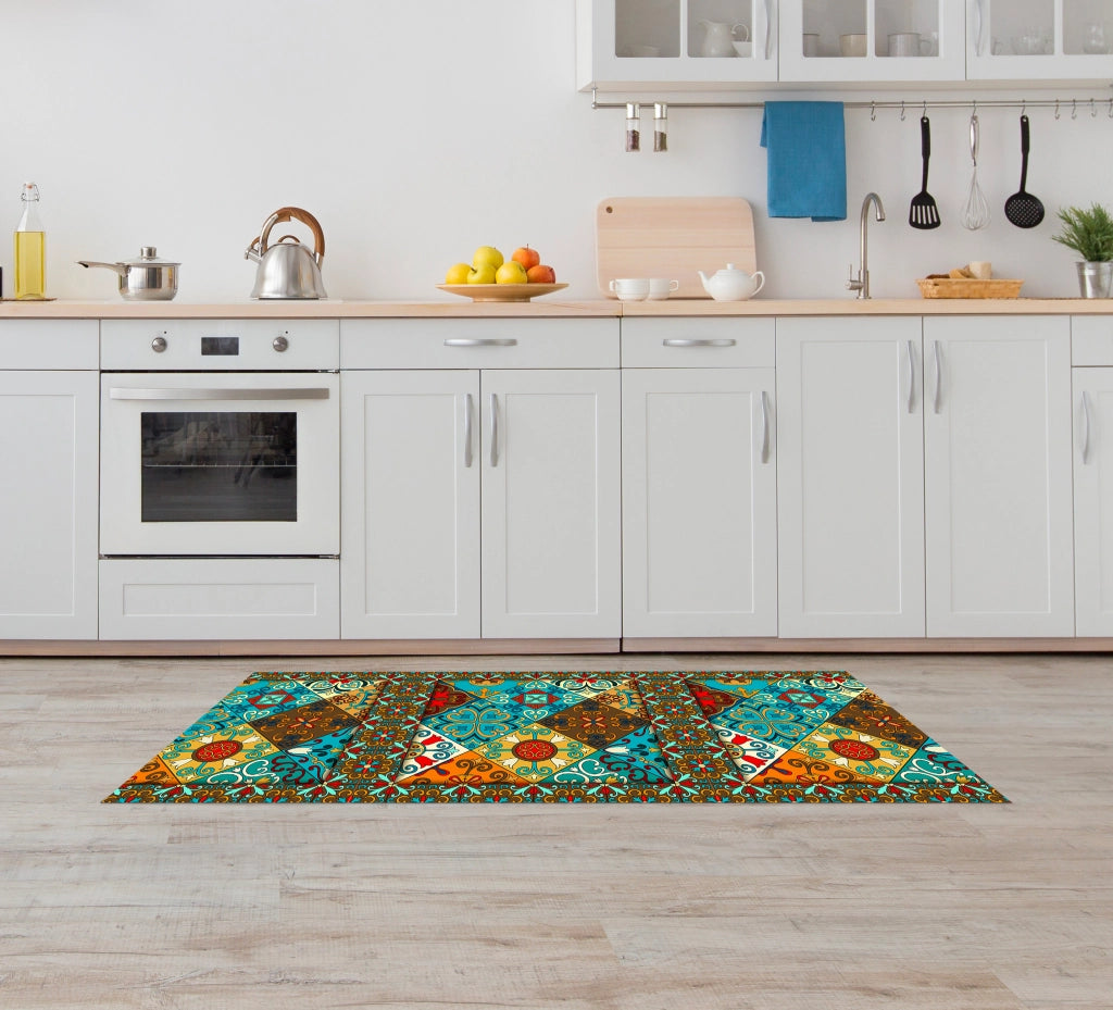 Tappeto passatoia fantasia made in Italy antiscivolo lavabile aderente Orientale - 50x150 cm