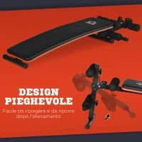Panca per Addominali Pieghevole e Regolabile con Schienale Imbottito, 47x139x51-69cm, Nero e Rosso