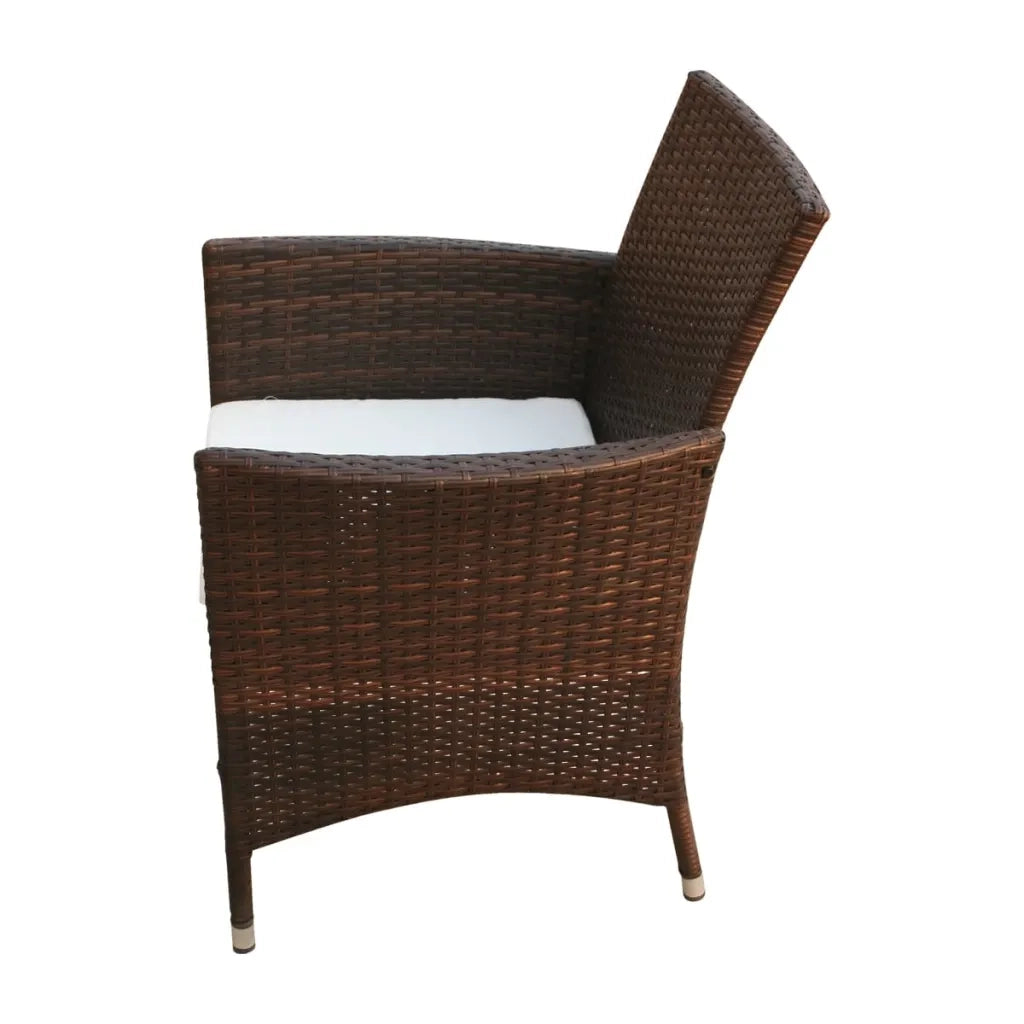 Set da Pranzo da Giardino 5 pz | Set Salotto da Giardino con Cuscini Polyrattan Marrone