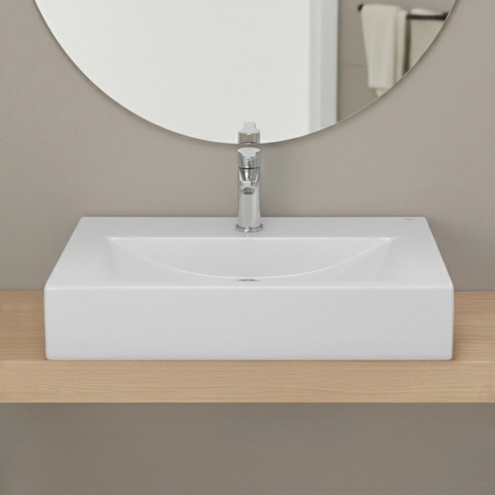 Lavabo da appoggio rettangolare 65x42 cm bianco Rak modello Scoop