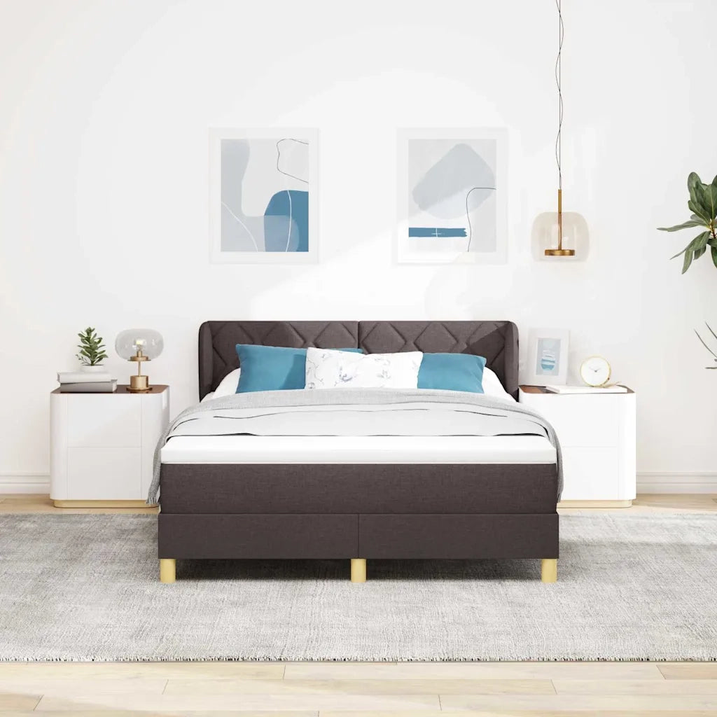Letto a molle con materasso Marrone Scuro 140 x 190 cm Tessuto 3340272