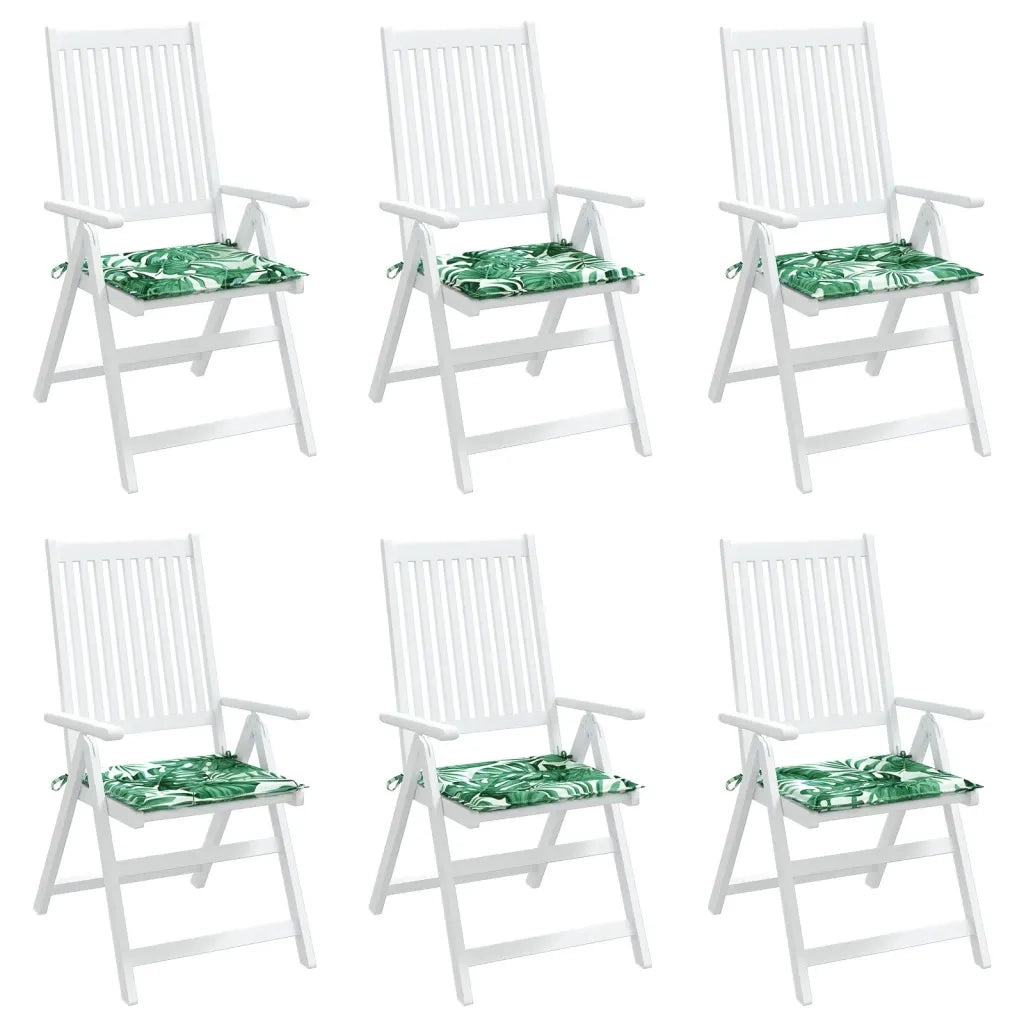 Cuscini per Sedia 6 pz Motivo a Foglie 50x50x3 cm in Tessuto 361070