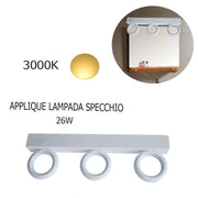 Trade Shop - Applique Lampada Moderno Da Parete Muro Specchio 26w Bagno 135 Led 2835 Smd Luce - -bianco Caldo      -