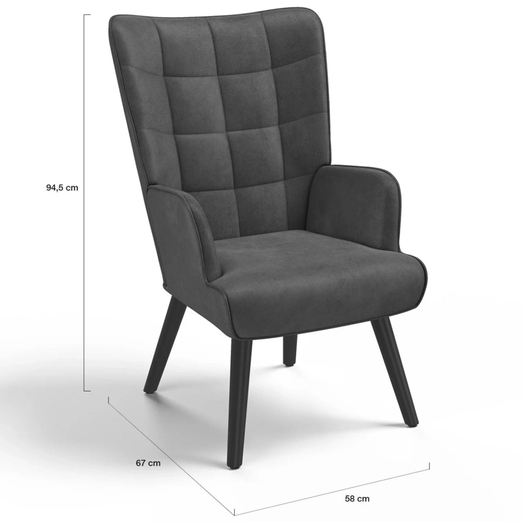 IDMarket - Poltrona scandinava in velluto grigio ANIA