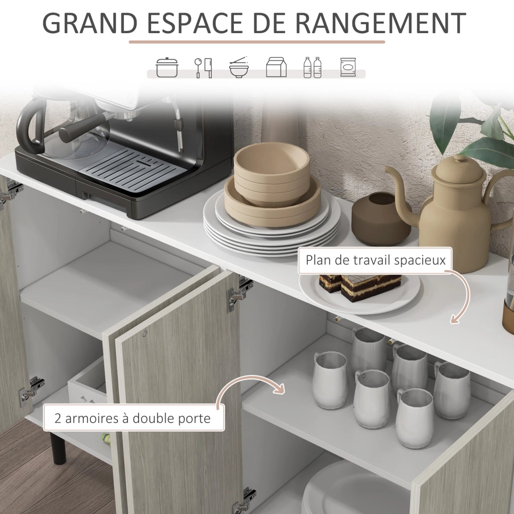 Credenza cucina con 2 ante e ripiani regolabili ¨C Xylo ¨C Bianco e grigio effetto legno 121x37x75cm