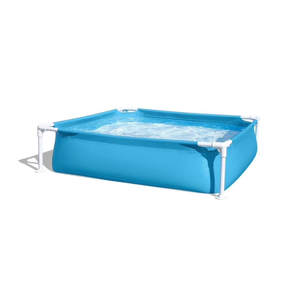 Trade Shop - Piscina Quadrata Fuori Terra Per Bambini Baby Telaio In Acciaio Blu 122 Cm 56217 -