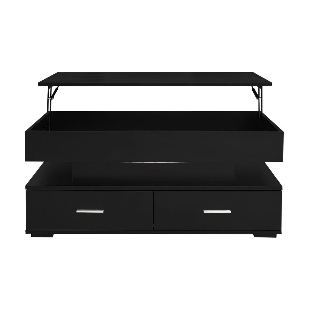 Tavolino da Salotto con LED e 2 Cassetti ¨C Xylo ¨C Nero, Regolabile in Altezza