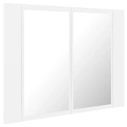 Mobiletto da bagno con specchio LED 60 x 12 x 45 cm acrilico bianco 02_0006650