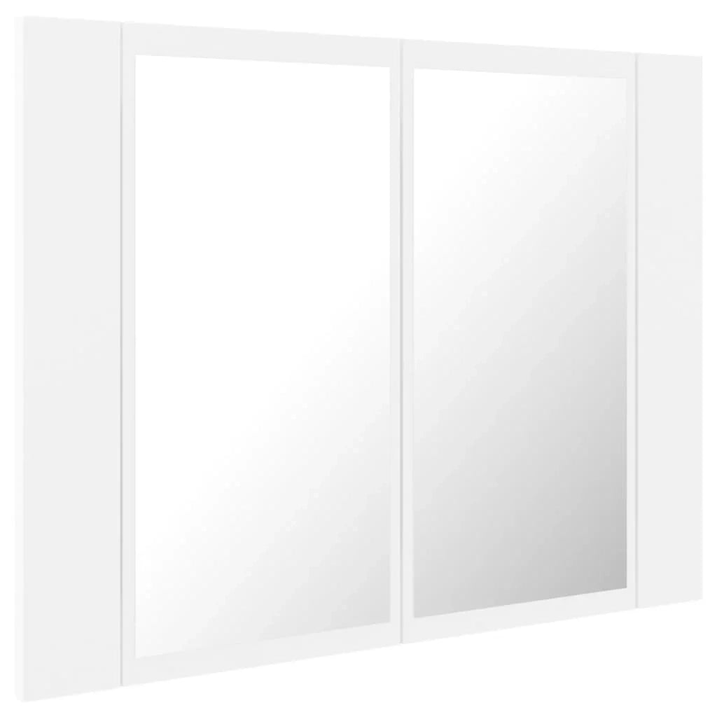 Mobiletto da bagno con specchio LED 60 x 12 x 45 cm acrilico bianco 02_0006650