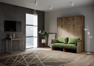 Letto Matrimoniale A Scomparsa 160 Kentaro Con Divano Noce e Verde