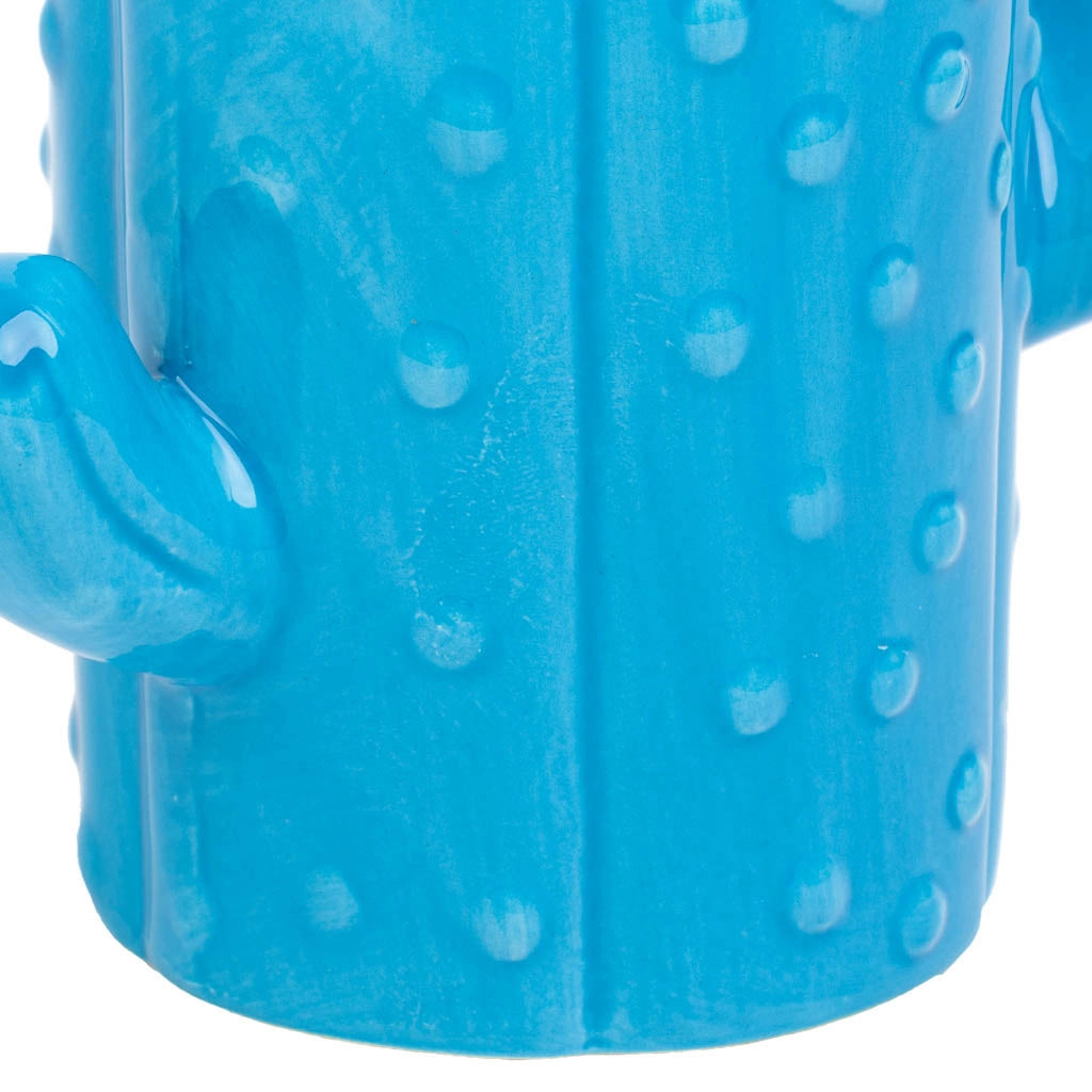 Portapenne cactus in ceramica blu 13,5x7,8x11h