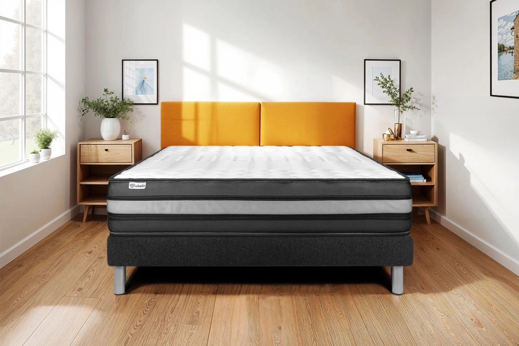 Letto con materasso VITAL POWER ZEN 150 x 200 cm Rete Kit Nero