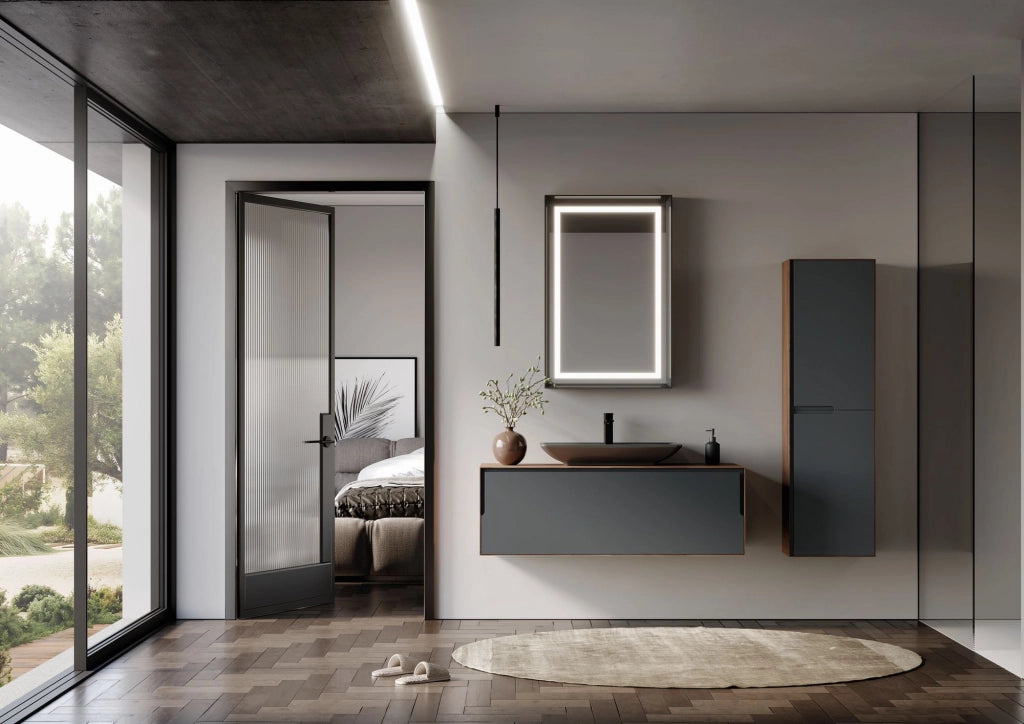 Mobile lavabo "Craft 120" - 120 x 50 x 40 cm - Noce / Antracite