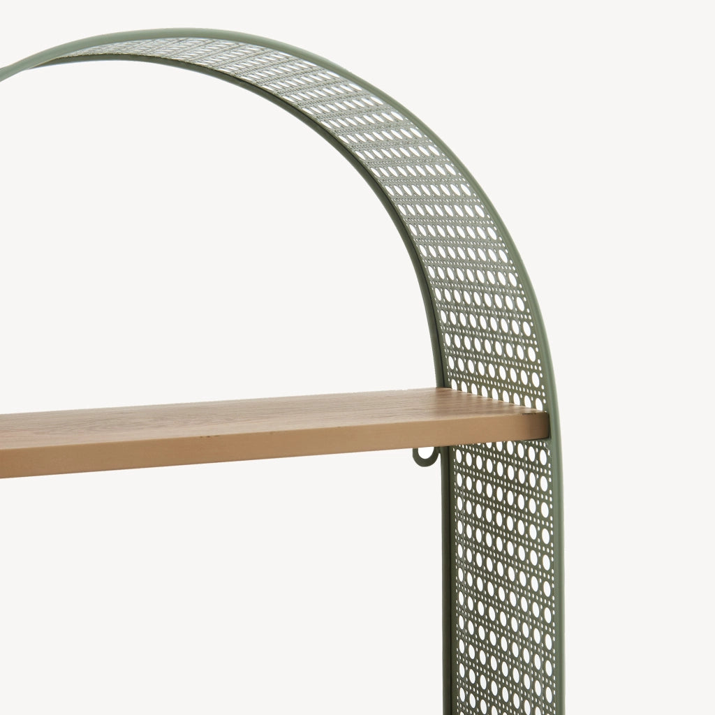 Scaffale da Parete Jäller Design Arcuato Traforato 53x35x14 cm Verde [en.casa]