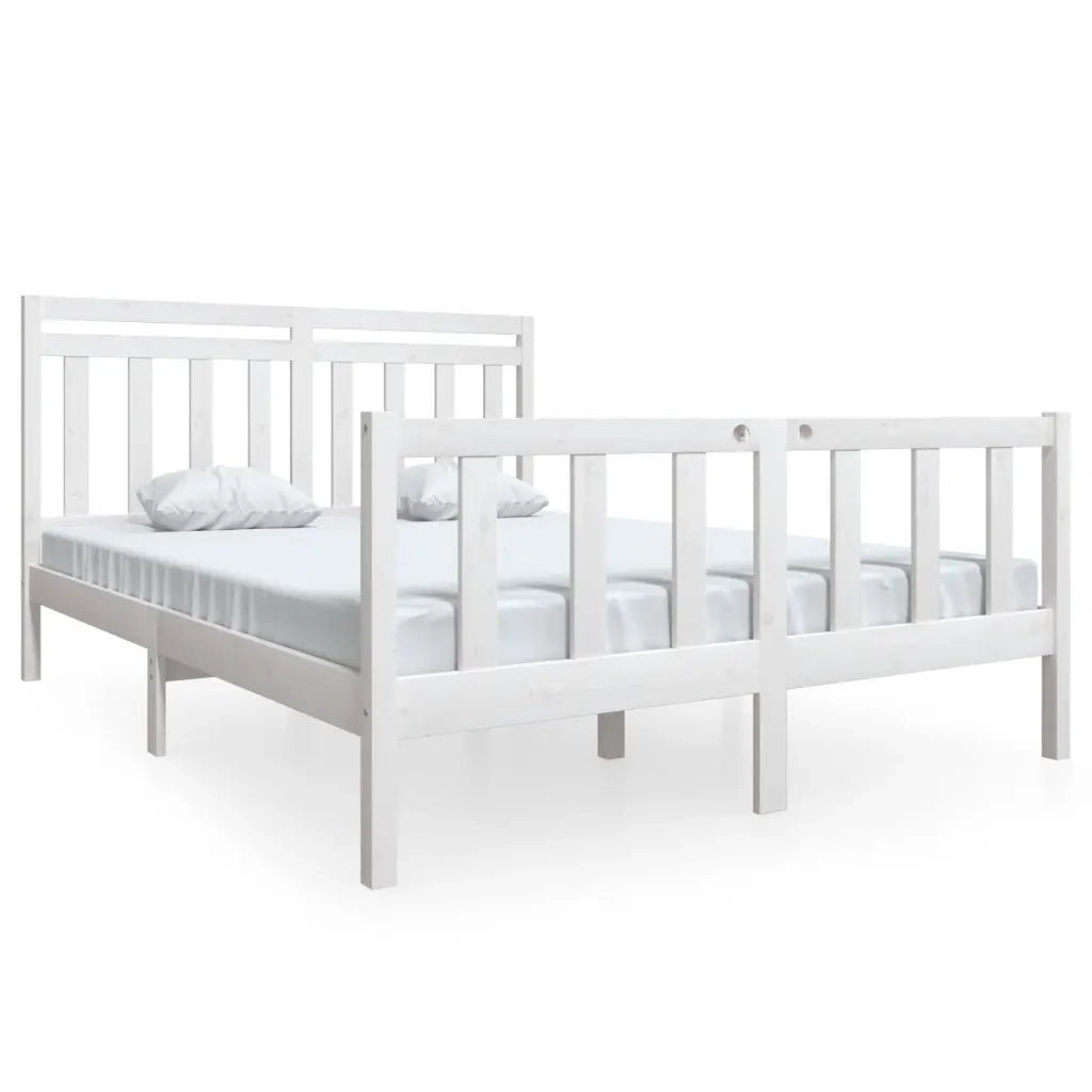 Giroletto-Struttura Letto Bianco 150x200 cm King in Legno Massello 286480