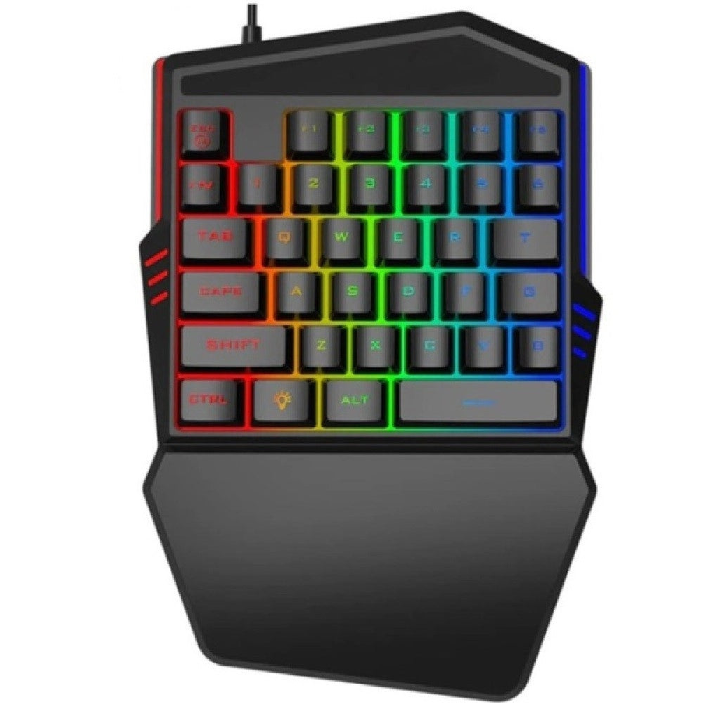 Trade Shop - Mini Tastiera Gioco Singola Usb Retroilluminazione Rgb A Una Mano Gaming Q-jp60 -
