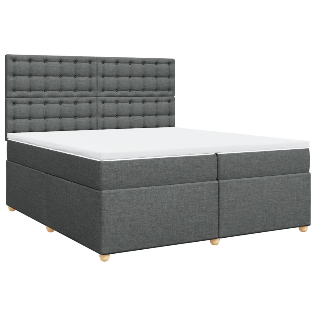 Giroletto a Molle con Materasso Grigio Scuro 200x200 cm Tessuto