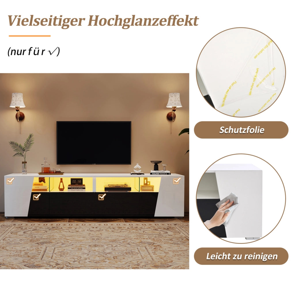 Mobile TV lucido con LED e ampio spazio contenitivo