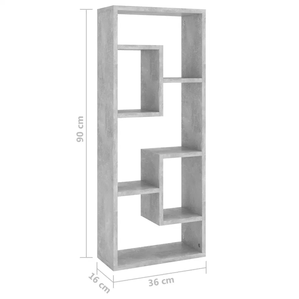 Scaffale a Parete Grigio Cemento 36x16x90 cm Legno Multistrato 803015