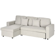 Divano Letto Angolare con 2 Cuscini e Vano Contenitore in Tessuto Crema ¨C Zephmum ¨C 2 Posti