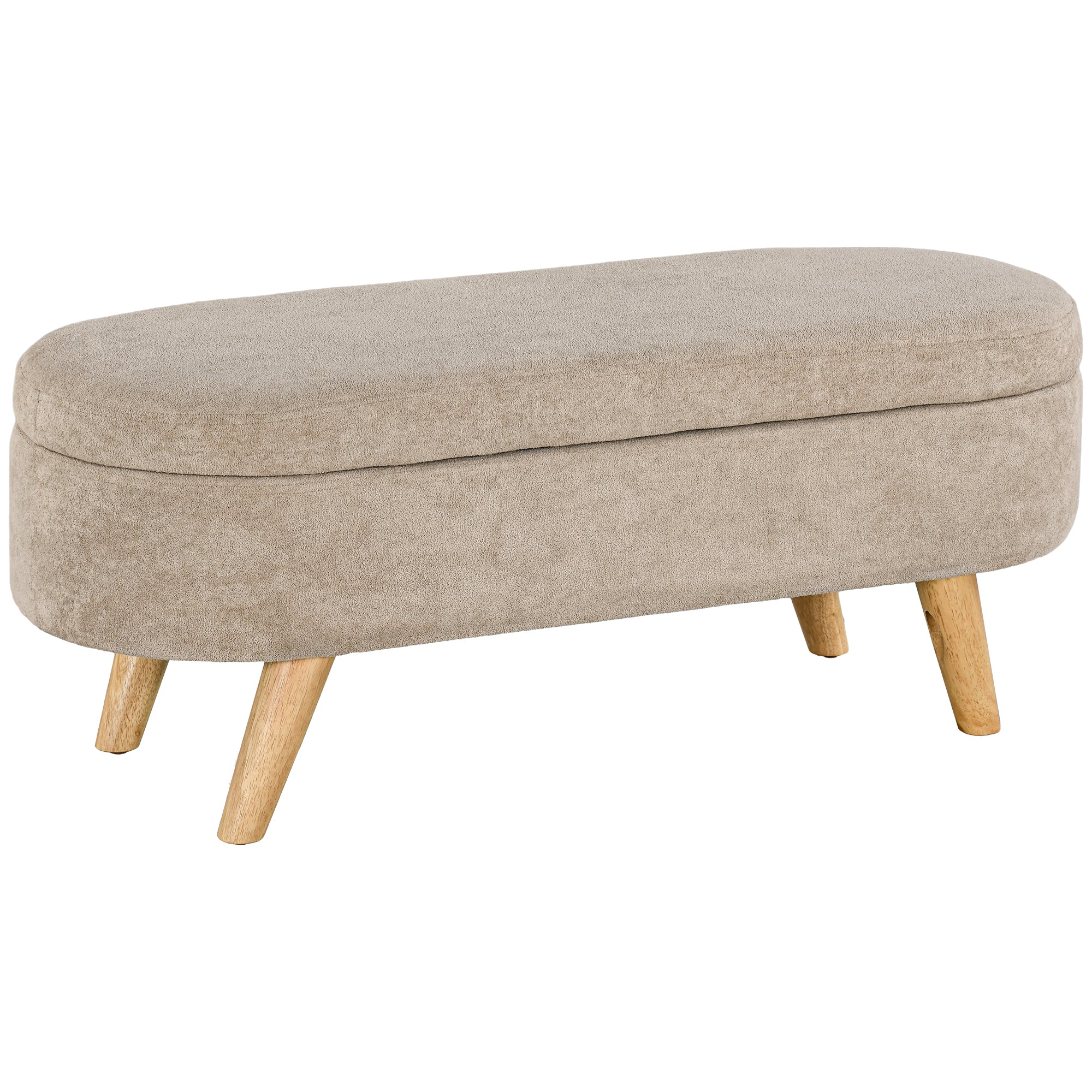 Panca Fondo Letto Imbottita con Vano Contenitore 110x40x43 cm Beige