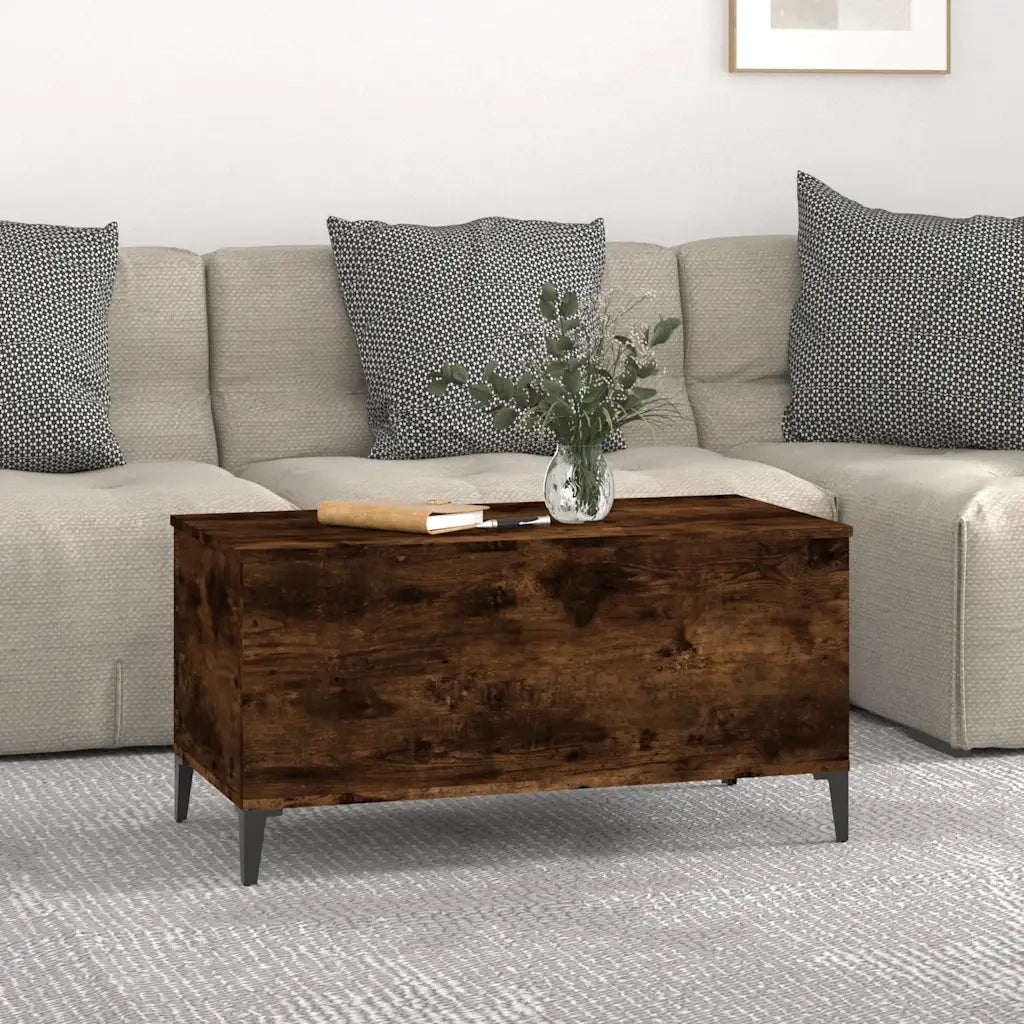 Tavolino da Salotto-Tavolino da soggiorno-Tavolo Rovere Fumo 90x44,5x45 cm Legno Multistrato 500791