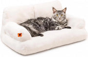 Banco per gatti e cani stile vintage con cuscino soffice e antiscivolo - 66 x 48 cm con fondo bianco antiscivolo
