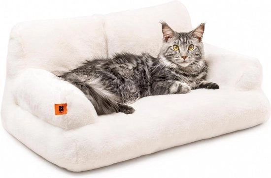 Banco per gatti e cani stile vintage con cuscino soffice e antiscivolo - 66 x 48 cm con fondo bianco antiscivolo
