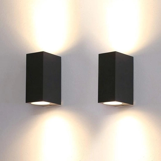 Set di Lampade a Parete GU10 per Esterno, 2 pezzi, IP44, Impermeabili, con Regolazione Su/Giù, per Giardino e Terrazza
